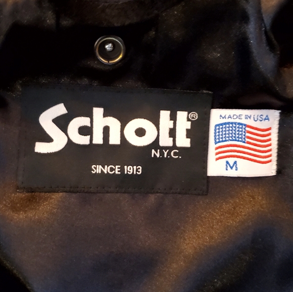 Schott Slim Leather Bomber Jacket - Black (M) - Picture 5 of 8